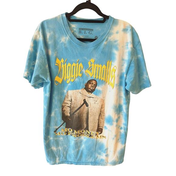 Notorious BIG Mens Tie Dye Tee TShirt Sz M Blue Retro 90s Hip Hop Biggie Smalls - Picture 1 of 5